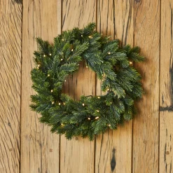 Couronne de Noël lumineuse (D50 cm) Glorious Vert et blanc chaud