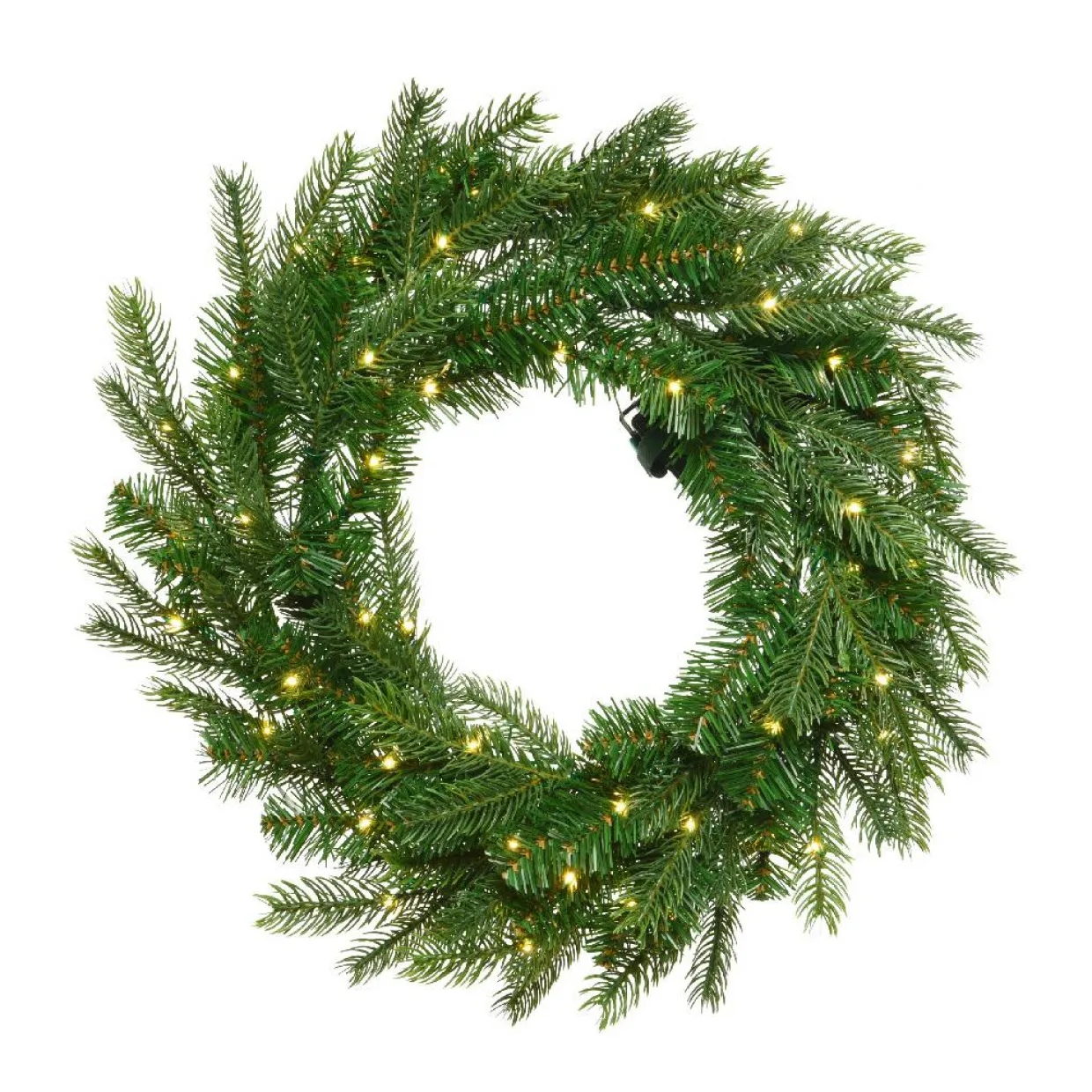 Couronne de Noël lumineuse (D50 cm) Glorious Vert et blanc chaud