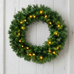 Couronne de Noël lumineuse (D60 cm) Royal Vert et blanc chaud