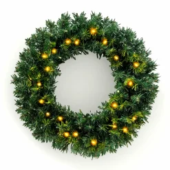 Couronne de Noël lumineuse (D60 cm) Royal Vert et blanc chaud