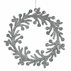 Couronne à suspendre (D14,50 cm) Feuillage Argent