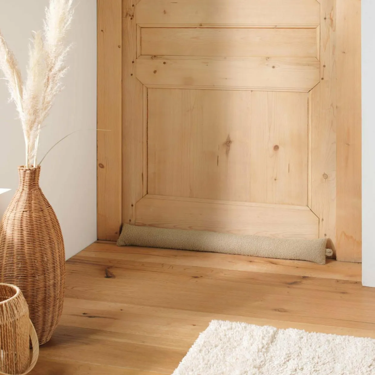 Coussin bas de porte bouclette (80 x 10 cm) Wooly Beige