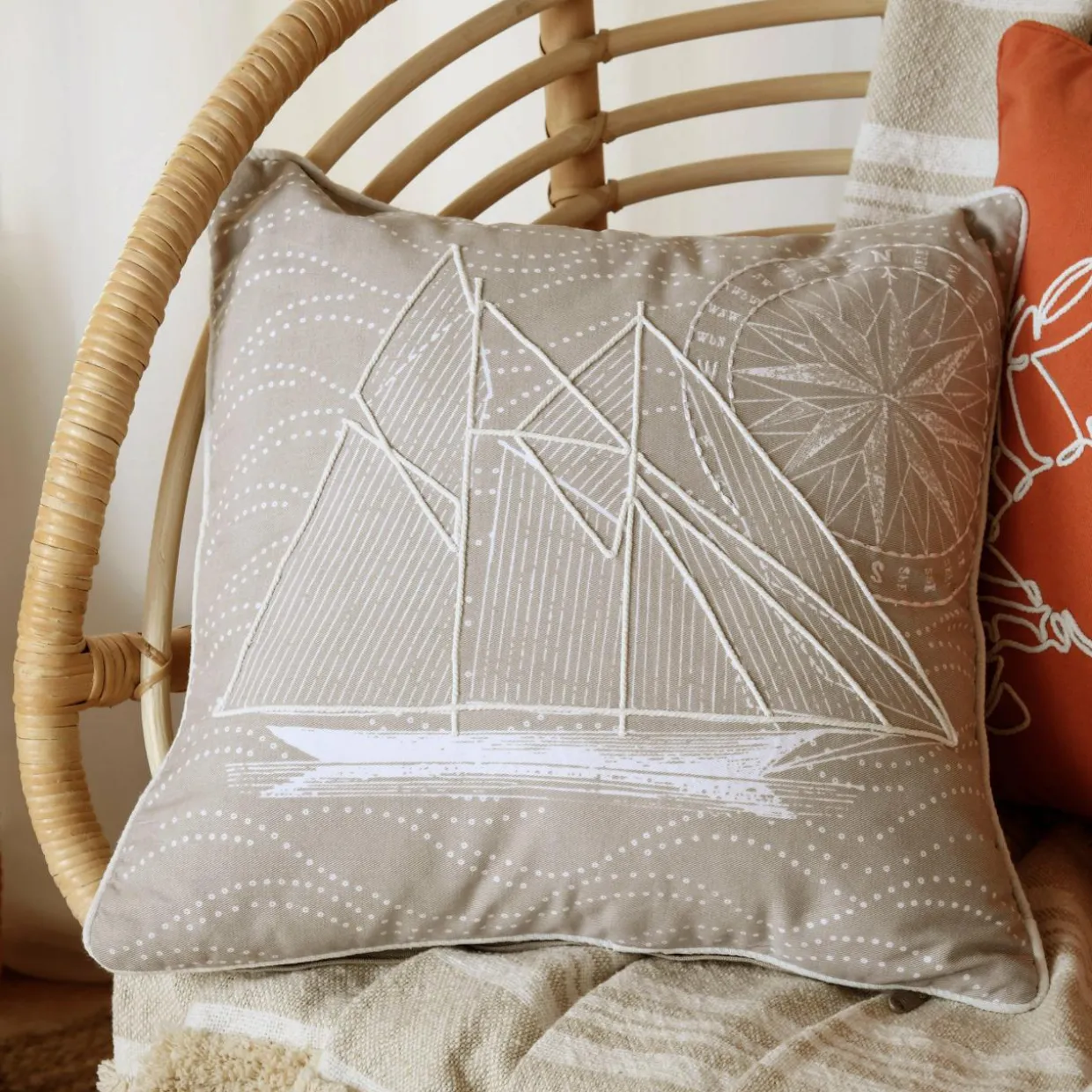 Coussin carré coton (40 cm) Yacht Gris