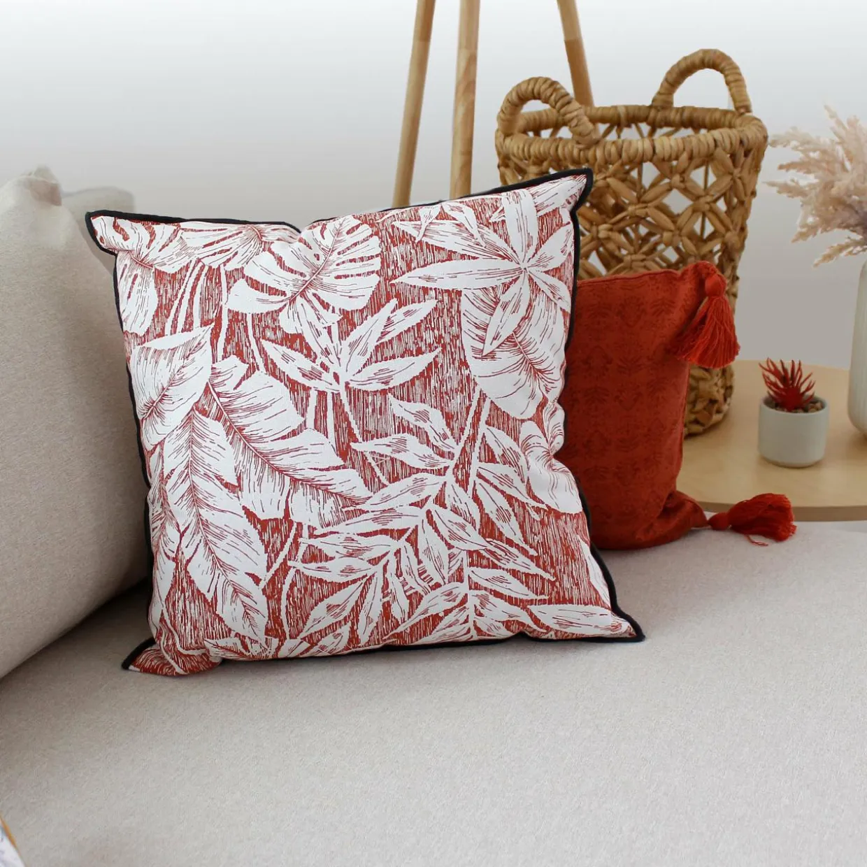Coussin carré coton (40 x 40 cm) Bundi Terracotta