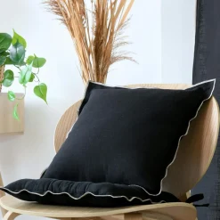 Coussin carré coton (45 x 45 cm) Helios Noir