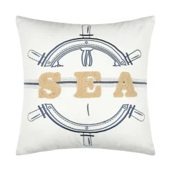 Coussin carré coton (45 x 45 cm) Maritime Bleu marine
