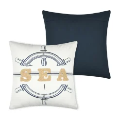 Coussin carré coton (45 x 45 cm) Maritime Bleu marine