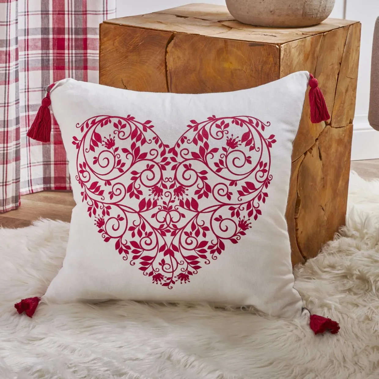 Coussin carré coton (40 x 40 cm) Megeve Rouge