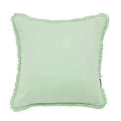 Coussin carré coton (45 x 45 cm) Pixel franges Vert menthe