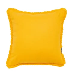 Coussin carré coton (45 x 45 cm) Pixel franges Jaune moutarde