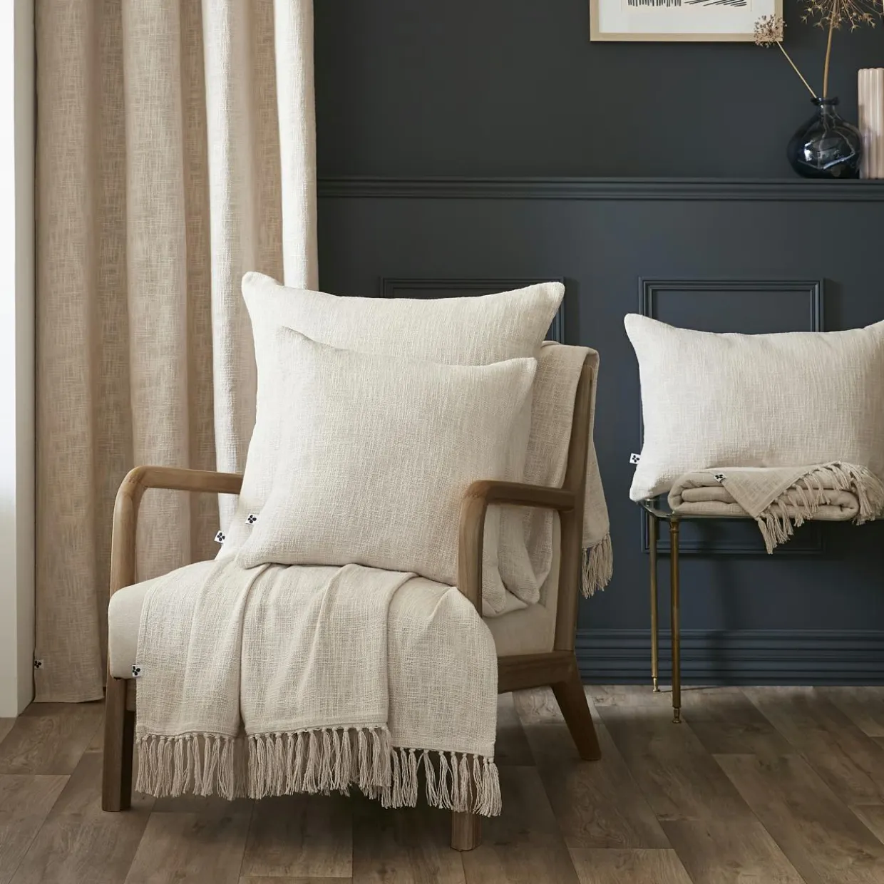 Coussin carré coton (60 x 60 cm) Sixtine Beige
