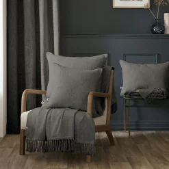 Coussin carré coton (60 x 60 cm) Sixtine Gris ardoise