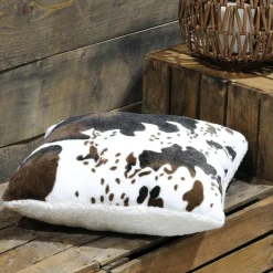 Coussin carré fausse fourrure (45 x 45 cm) Vache Brun