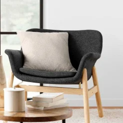 Coussin carré flanelle relief (45 x 45 cm) Java Ecru