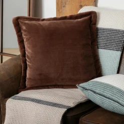Coussin carré flanelle (53 x 53 cm) Cuddly Marron