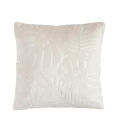 Coussin carré flanelle (45 x 45 cm) Flore Ecru