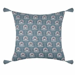 Coussin carré gaze de coton (40 cm) Sunda Bleu indigo
