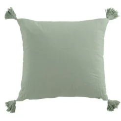 Coussin carré gaze de coton (40 x 40 cm) Gaïa Vert eucalyptus