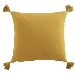 Coussin carré gaze de coton (40 x 40 cm) Gaïa Jaune safran