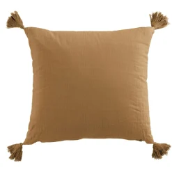 Coussin carré gaze de coton (40 x 40 cm) Gaïa Camel