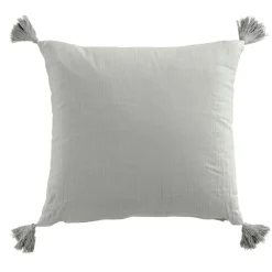 Coussin carré gaze de coton (40 x 40 cm) Gaïa Gris nuage