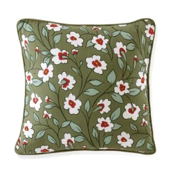 Coussin carré gaze de coton (45 x 45 cm) Gaïa marguerite Vert romarin