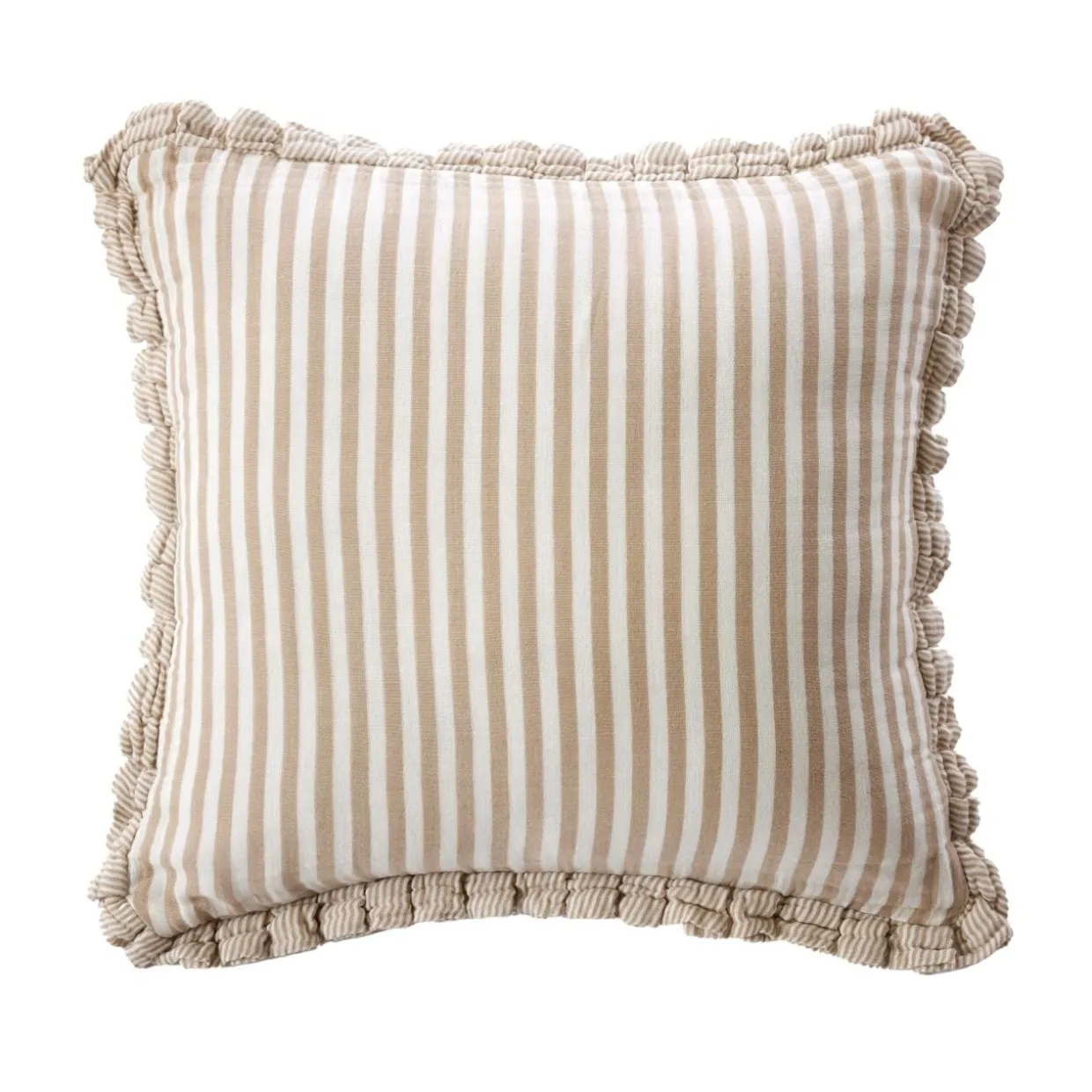 Coussin carré gaze de coton (45 x 45 cm) Gaïa rayures Ficelle