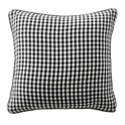 Coussin carré gaze de coton (45 x 45 cm) Gaïa vichy Noir