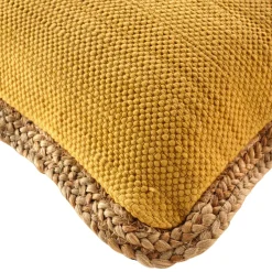 Coussin carré jute et coton (45 x 45 cm) Akina Jaune ocre