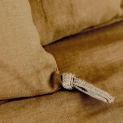 Coussin carré lin lavé (45 cm) Louise Caramel