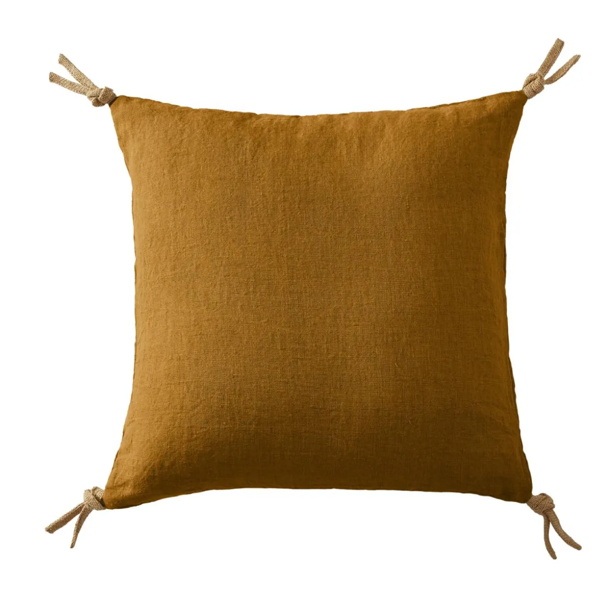 Coussin carré lin lavé (45 cm) Louise Caramel