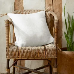 Coussin carré lin lavé (45 cm) Louise Blanc