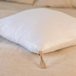 Coussin carré lin lavé (45 cm) Louise Blanc