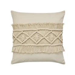 Coussin carré macramé (45 x 45 cm) Samaya Beige