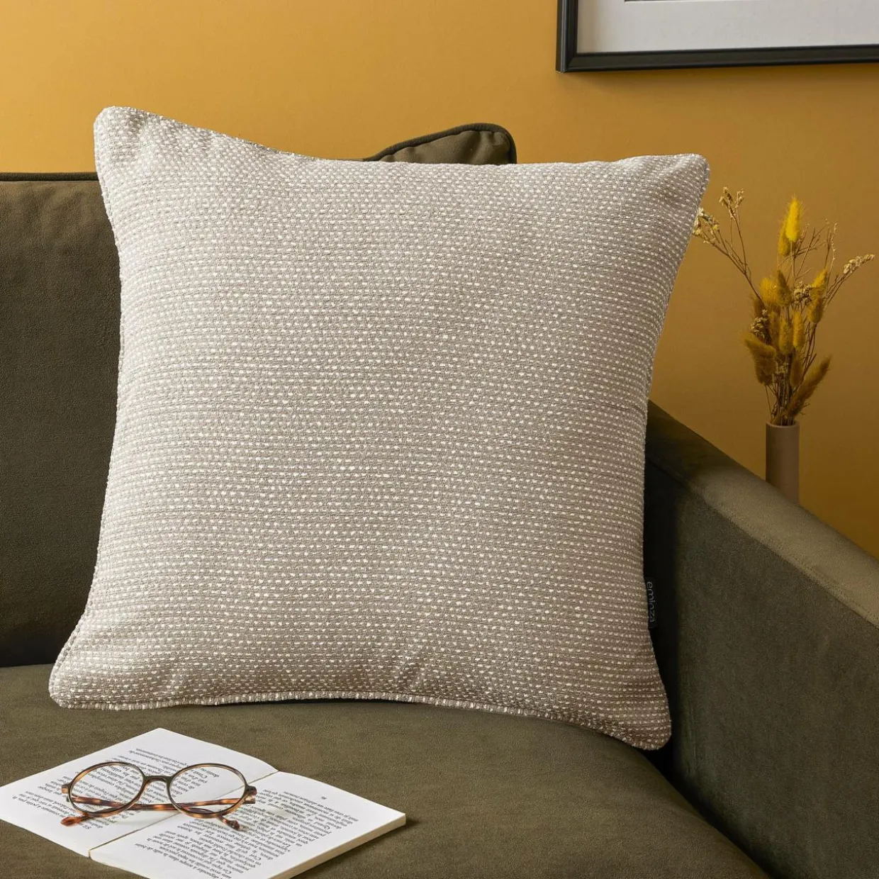 Coussin carré tissé (50 x 50 cm) Oscar Taupe