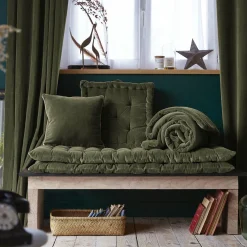 Coussin carré velours de coton (45 x 45 cm) Victor Vert thym