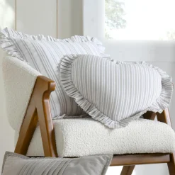 Coussin cœur coton (45 x 45 cm) Joséphine Gris