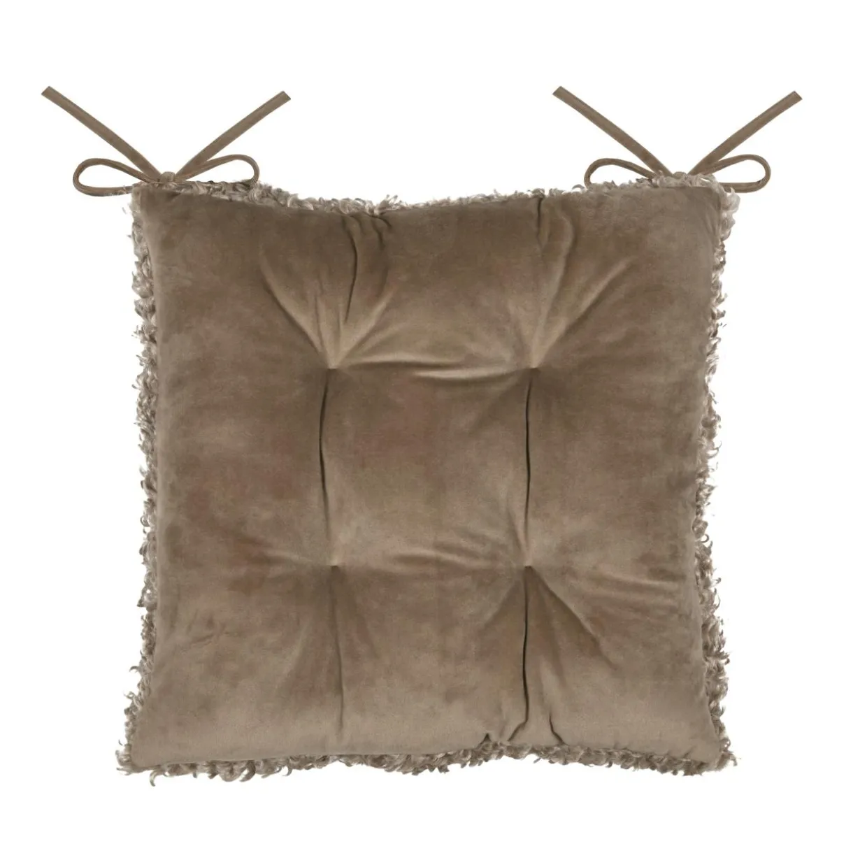 Coussin de chaise carré bouclette (38 x 38 cm) Cosylife Taupe