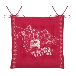 Coussin de chaise carré coton (38x38 cm) Villard Rouge