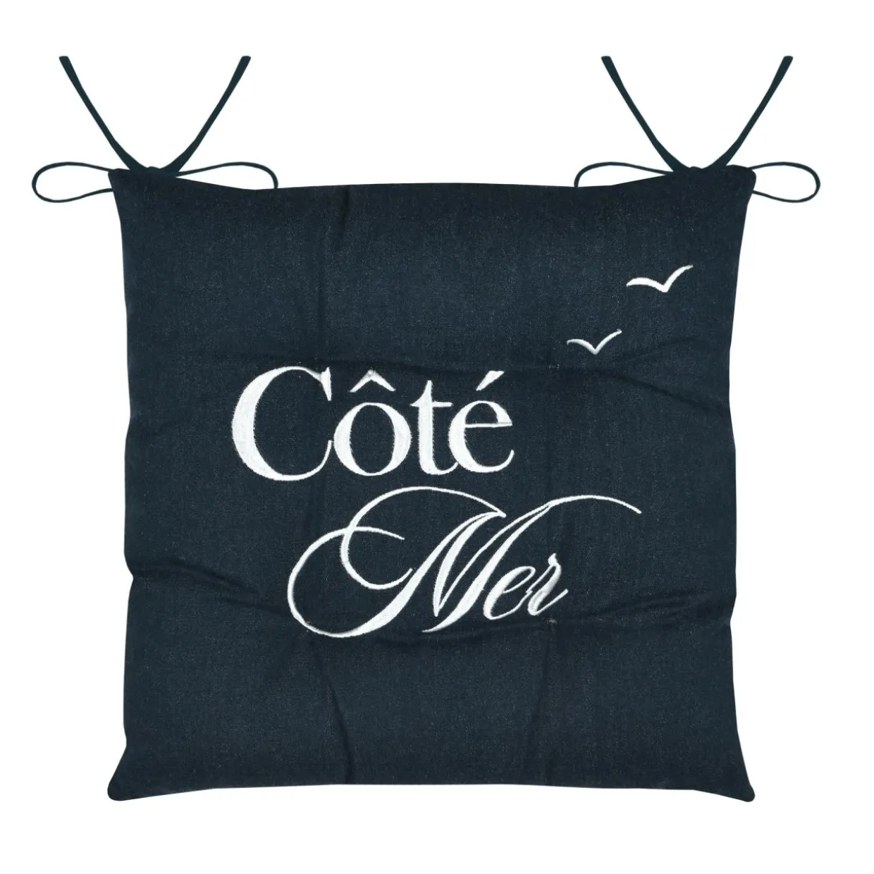 Coussin de chaise carrée coton (38x38 cm) Bordemer Bleu marine