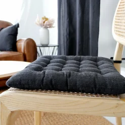 Coussin de chaise carré (38 x 38 cm) Bombay Gris anthracite