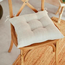 Coussin de chaise carré (38 x 38 cm) Clem Beige lin