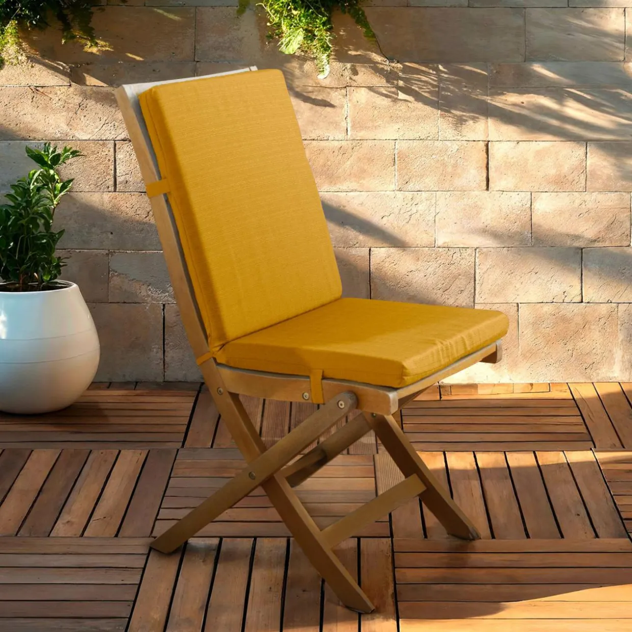 Coussin de chaise extérieur avec dossier (90 x 40 cm) Sunset Jaune moutarde