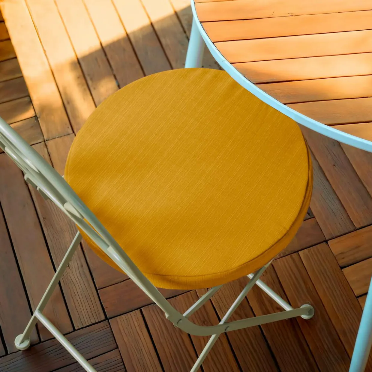Coussin de chaise extérieur rond (40 cm) Sunset Jaune moutarde