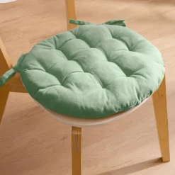 Coussin de chaise rond coton (40 cm) Pixel Vert menthe