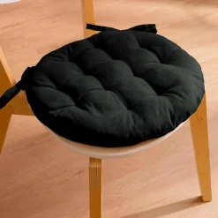 Coussin de chaise rond coton (40 cm) Pixel Noir