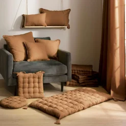 Coussin de chaise rond coton (40 cm) Pixel Camel