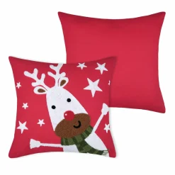 Coussin de Noël carré (45 cm) Falala Renne Rouge