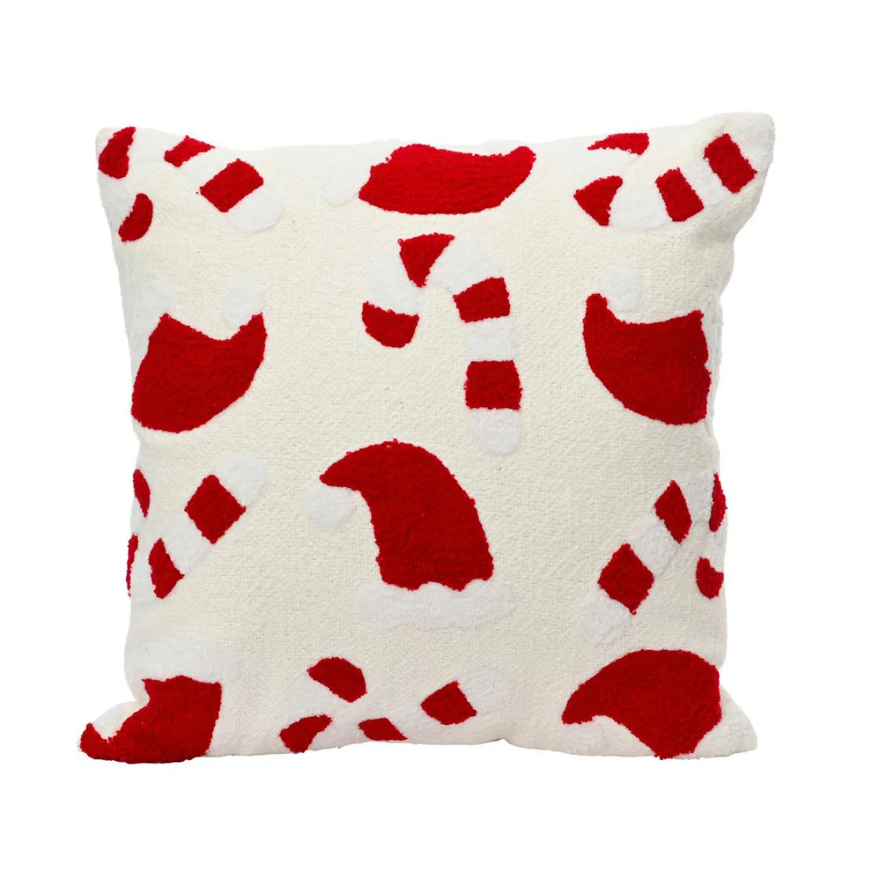 Coussin de Noël carré coton (45 x 45 cm) Sucre d'orge Rouge et Blanc