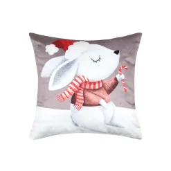 Coussin de Noël carré velours (40 x 40 cm) Lucien Taupe
